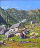 Carlo Mattei. Mungitura della capre. 50 x 60
