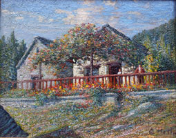 Carlo Mattei. Baita fiorita. 40 x 50