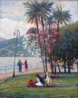 Carlo Mattei. Lungolago ad Ascona. 40 x 55